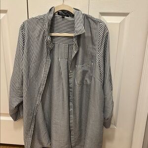 Women’s blue gray  and White Striped Shirt